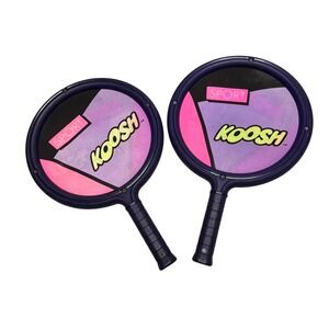 Vintage 1991 Koosh Sport Paddles OddzOn Neon Purple Pink Rackets Set of 2
